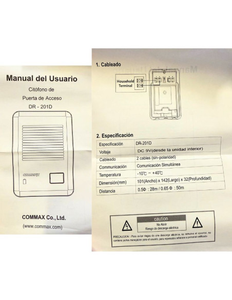 PORTERO UNIF COMMAX FRENTE EXTERIOR DP201