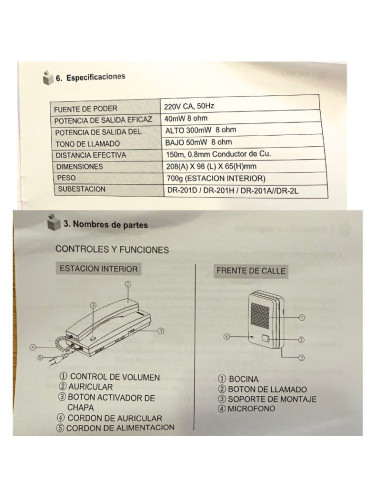 PORTERO UNIF COMMAX FRENTE EXTERIOR DP201