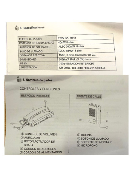 PORTERO UNIF COMMAX FRENTE EXTERIOR DP201