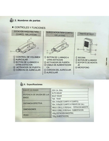 PORTERO COMMAX C/TRAFO(DP-RA101) INTERCOM