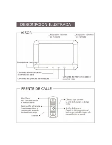 PORTERO VIDEO HINTERCOM COLOR 7" LCD MANOS LIBRES