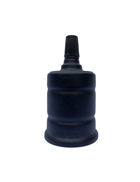 PORTALAMPARA METALICO VINTAGE DOBLE ACANALADO NEGRO MATE