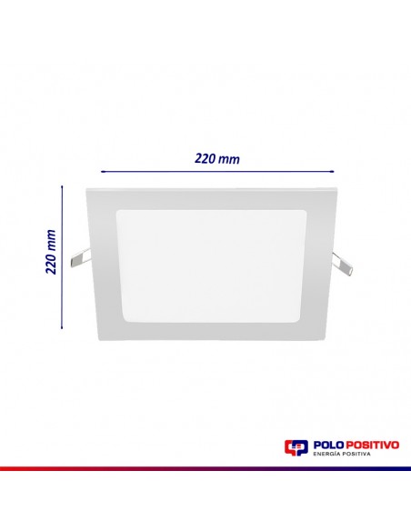 PANEL DE EMBUTIR LED CUADRADO BLANCO 18W 6000K FRIO 22X22CM