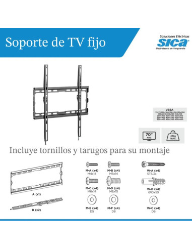 SOPORTE TV  32-70" FIJO EXTRA SLIM 45KG