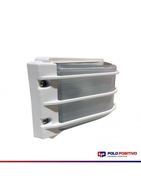 APLIQUE PARED BETA CON REJA APTO LED EXTERIOR BLANCO