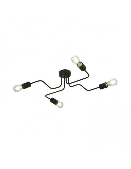 PLAFON ARAÑA VINTAGE ACERO 4 LUCES NEGRO E27