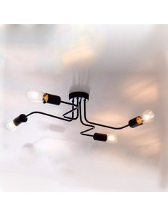 PLAFON ARAÑA VINTAGE ACERO 4 LUCES NEGRO E27 2
