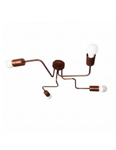 PLAFON ARAÑA VINTAGE ACERO 4 LUCES COBRE E27