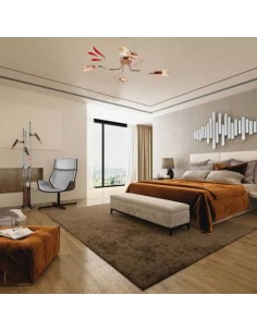 PLAFON ARAÑA VINTAGE ACERO 4 LUCES COBRE E27 2