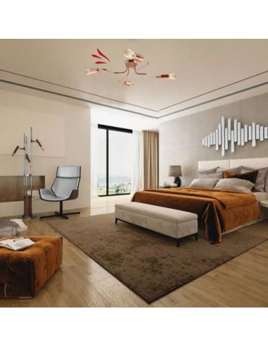 PLAFON ARAÑA VINTAGE ACERO 4 LUCES COBRE E27