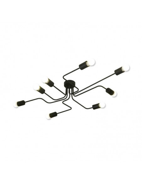 PLAFON ARAÑA VINTAGE ACERO 8 LUCES NEGRO E27