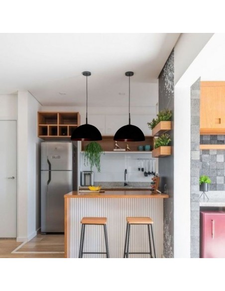 COLGANTE MEDIA ESFERA 35CM E27 POLIPROPILENO NEGRO