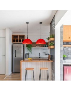 COLGANTE MEDIA ESFERA 35CM E27 POLIPROPILENO ROJO 2