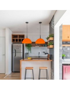 COLGANTE MEDIA ESFERA 35CM E27 POLIPROPILENO NARANJA 2