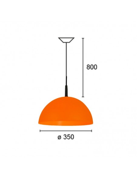 COLGANTE MEDIA ESFERA 35CM E27 POLIPROPILENO NARANJA