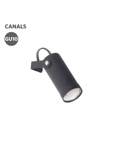 CABEZAL DICRO CANALS GU10 NEGRO TEXT Ø50X120