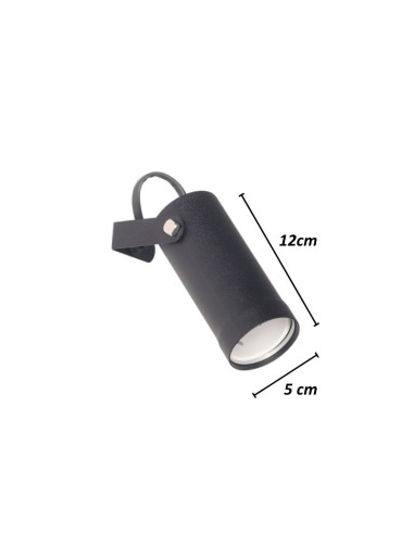 CABEZAL DICRO CANALS GU10 NEGRO TEXT Ø50X120