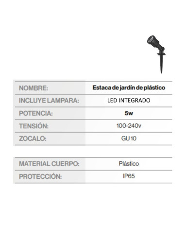 SPOT JABALINA LED INTEGRADO GU10 5W CALIDA IP65...