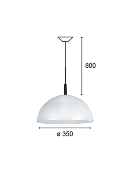 COLGANTE MEDIA ESFERA 35CM E27 POLIPROPILENO BLANCO