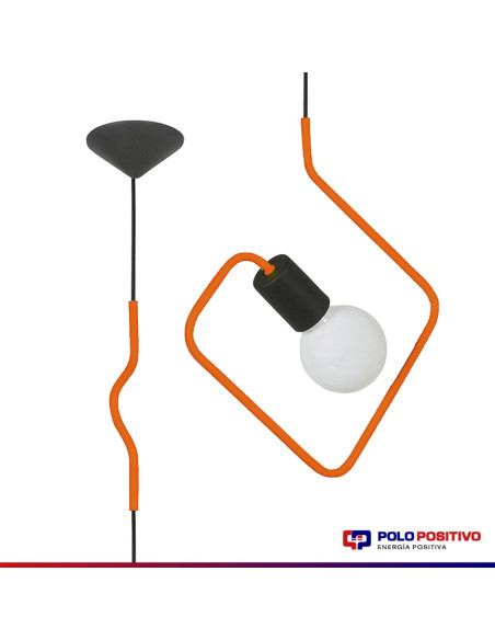 COLGANTE DOBLADO CUADRADO NARANJA E27