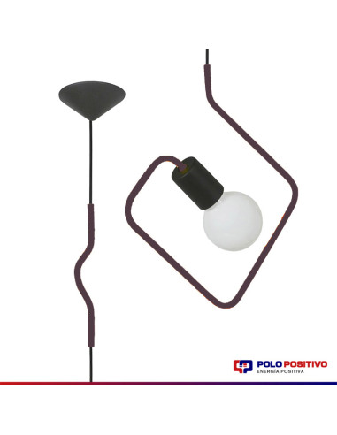 COLGANTE DOBLADO CUADRADO VIOLETA E27