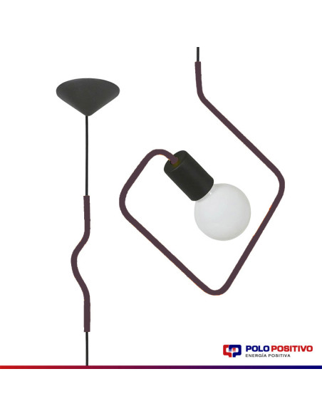 COLGANTE DOBLADO CUADRADO VIOLETA E27