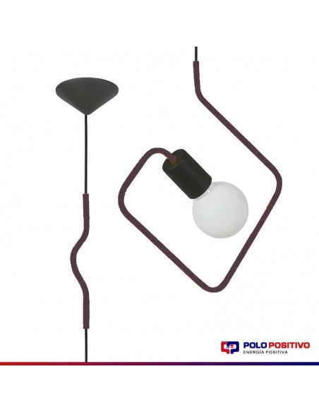 COLGANTE DOBLADO CUADRADO VIOLETA E27