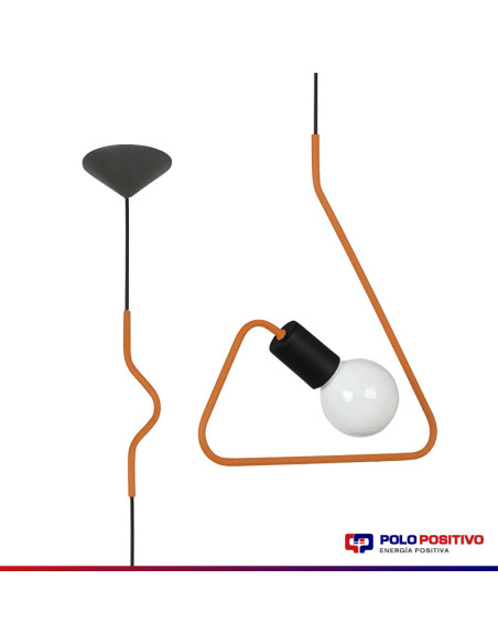 COLGANTE DOBLADO TRIANGULO NARANJA E27