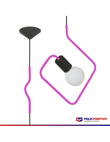 COLGANTE DOBLADO CUADRADO ROSA E27