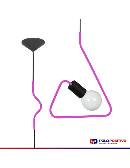 COLGANTE DOBLADO TRIANGULO ROSA E27