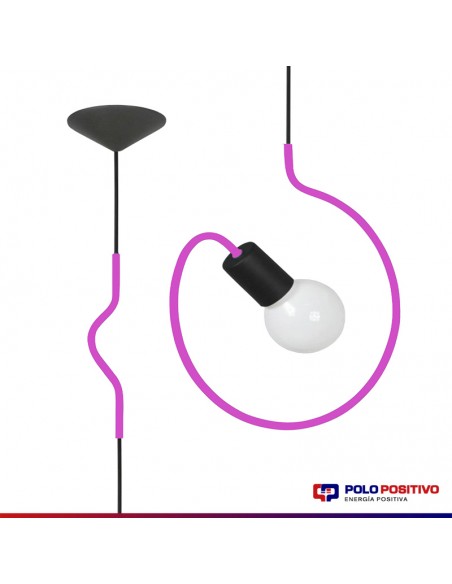 COLGANTE DOBLADO REDONDO ROSA E27