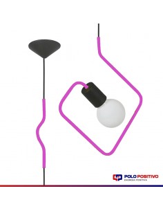 COLGANTE DOBLADO CUADRADO ROSA E27 2