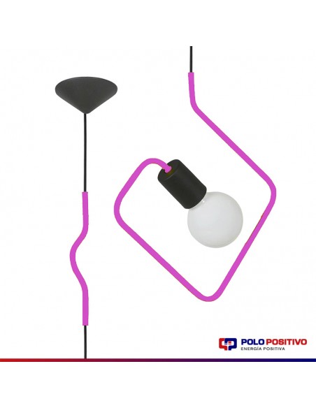 COLGANTE DOBLADO CUADRADO ROSA E27