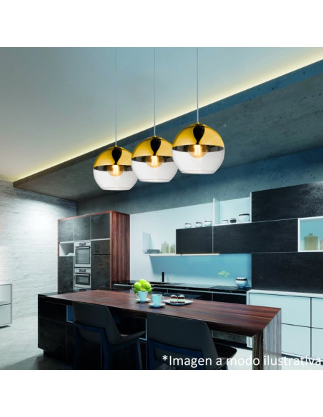 COLGANTE ECLIPSE 1 LUZ 25CMS DORADO TRANSP E27
