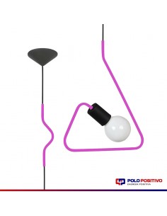 COLGANTE DOBLADO TRIANGULO ROSA E27 2