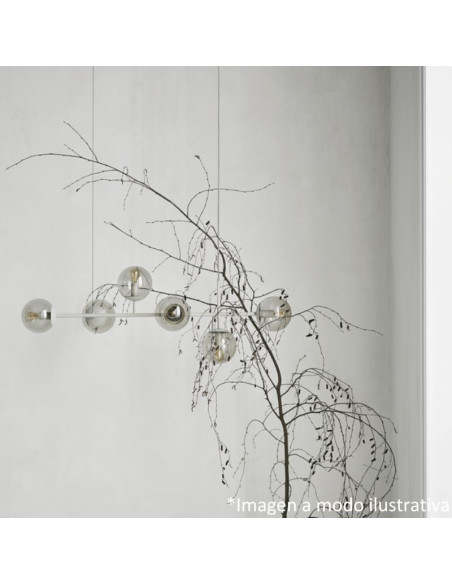 COLGANTE LUNA 6 LUCES CROMO GRIS E27 2 FLORONES