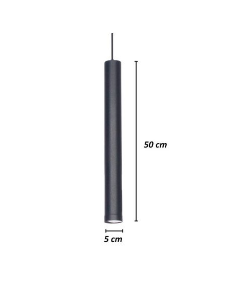 COLGANTE TUBO CANALS 1 LUZ GU10 NEGRO TEXTURADO 50CM