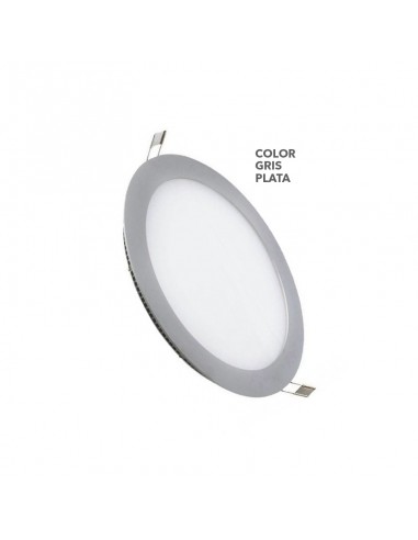 PANEL DE EMBUTIR LED REDONDO GRIS PLATA 6W CALIDO 3000K 12CM