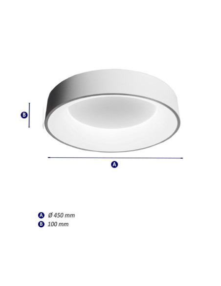 PLAFON LED BAGEL 40W DIMMER 3000K 45CM BLANCO