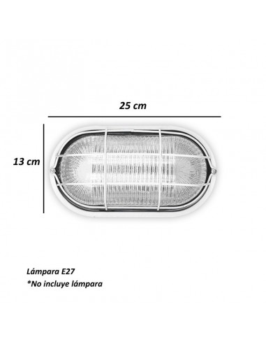 TORTUGA CHAPA OVAL GRANDE E27 BLANCO 25X13CM *