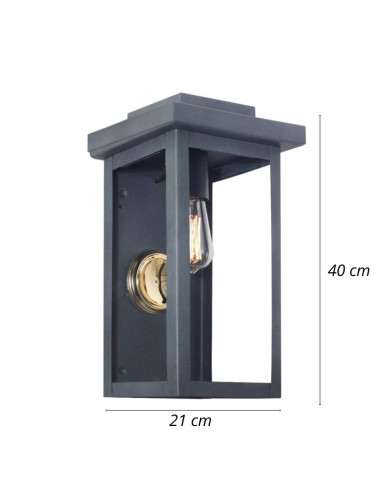 FAROL RECTO PARED HIERRO E27 GRAFITO 40X21CM