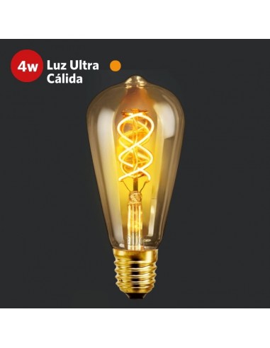 LAMPARA ANTIQUE LED PERA ST64 4W E27 LUZ CALIDA AMBAR