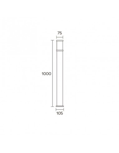 FAROLA ALUMINIO 2400 E27 NEGRO 100CM