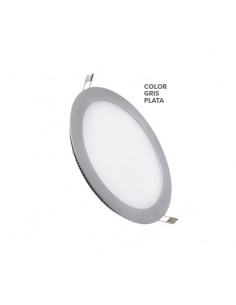 PANEL DE EMBUTIR LED REDONDO GRIS PLATA 6W FRIO 6000K 12CM
