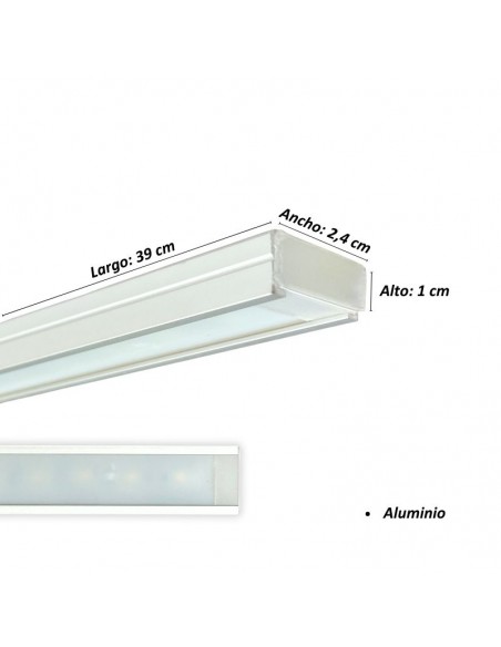 REGLETA BAJO ALACENA LED ALUMINIO 4W LUZ FRIA 39CM