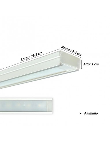 REGLETA BAJO ALACENA LED ALUMINIO 8W LUZ FRIA 75CM