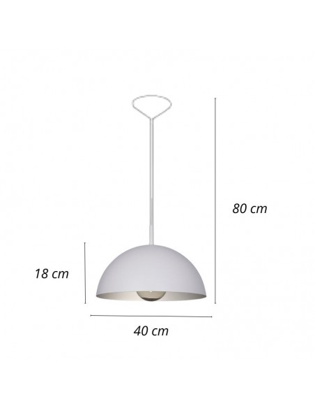 COLGANTE MEDIA ESFERA 40CM E27 CHAPA BLANCO PLATA