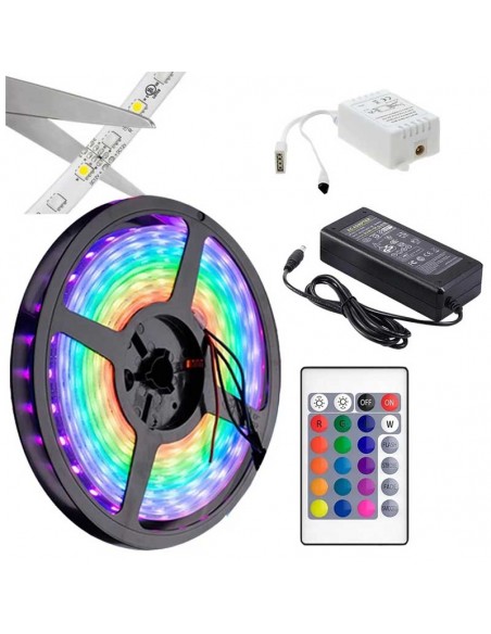 KIT RGB ROLLO TIRA LEDS 50*50+CONTROL RF+FUENTE