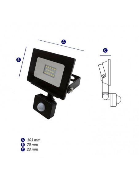 PROYECTOR LED C/ SENSOR 10W LUZ FRÍA EXTERIOR 220V