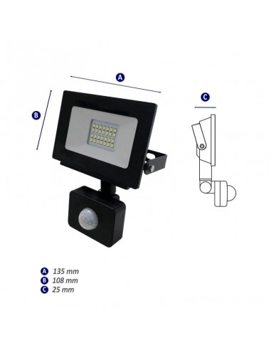 PROYECTOR LED C/ SENSOR 20W LUZ FRÍA EXTERIOR 220V